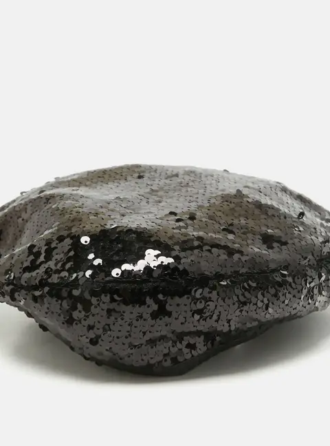 Eugenia Kim Black Sequin Beret Cap S