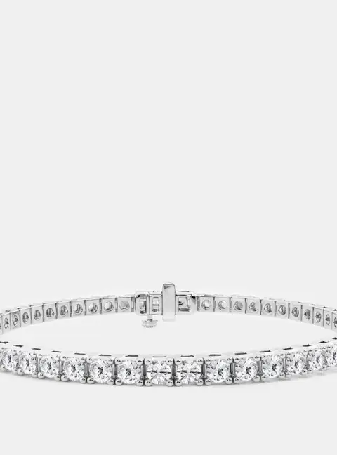 14K White Gold Round Lab Grown Diamond Four Prong Box Tennis Bracelet (8 ctw)