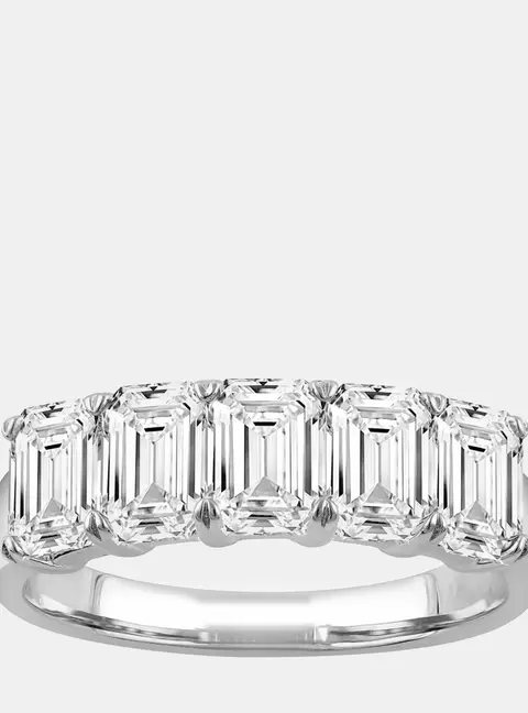 14K White Gold  Lab Grown Diamond Five Stone Band (1.9 cts)