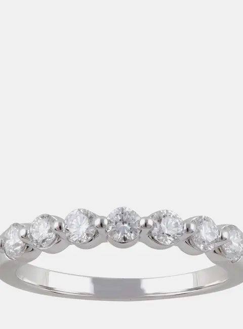 14K White Gold  Lab Grown Diamond Seven Stone Band (0.55 cts)