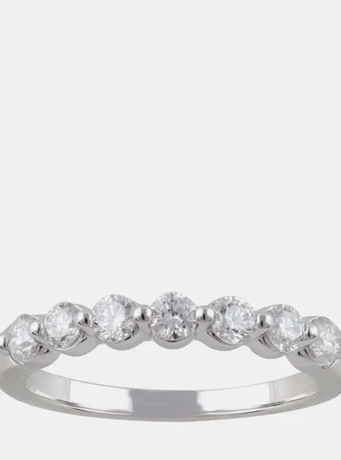 14K White Gold  Lab Grown Diamond Seven Stone Band (0.55 cts)