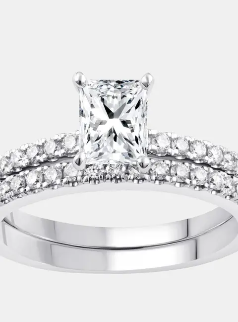 1.5ct 14k White Gold Lab Grown Diamond Bridal Set