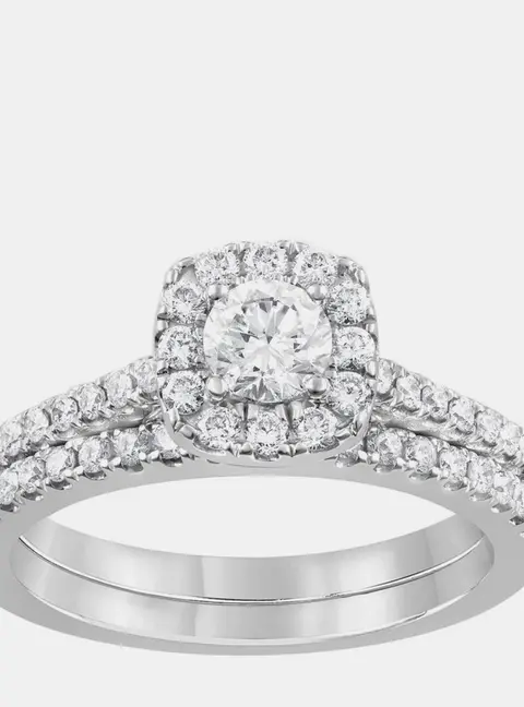 1 ct 14k White Gold Lab Grown Diamond Bridal Set US 7