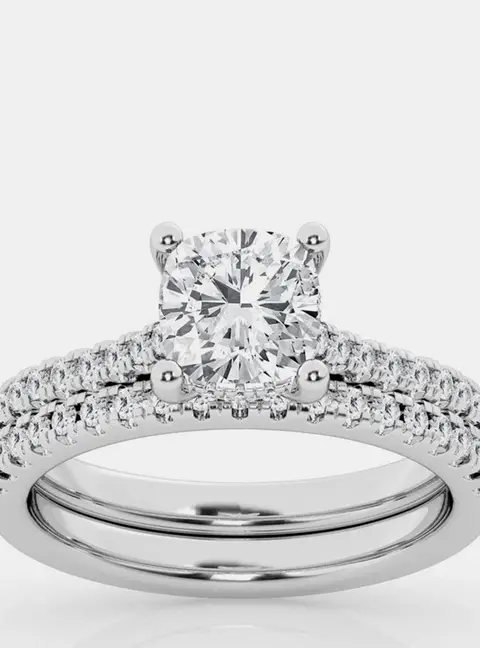 3ct 14k White Gold Lab Grown Diamond Bridal Set