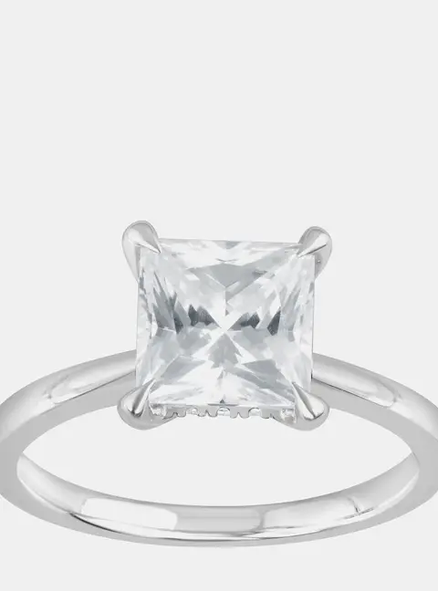 2.45ct 14k White Gold Lab Grown Diamond Hidden Halo Solitaire Ring
