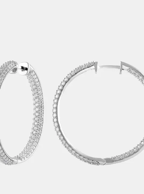 5ct 14k White Gold Lab Grown Diamond Hoop Earring