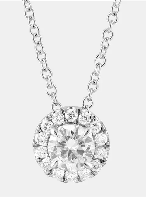 0.45ct 14k White Gold Lab Grown Diamond Halo Pendant