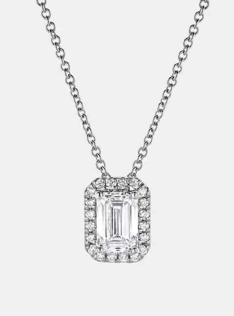 0.82ct 14k White Gold Lab Grown Diamond Halo Pendant