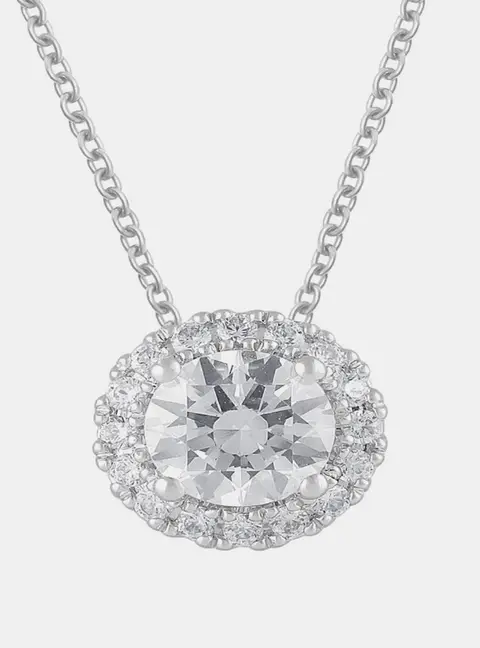 1.21ct 14k White Gold Lab Grown Diamond Halo Pendant