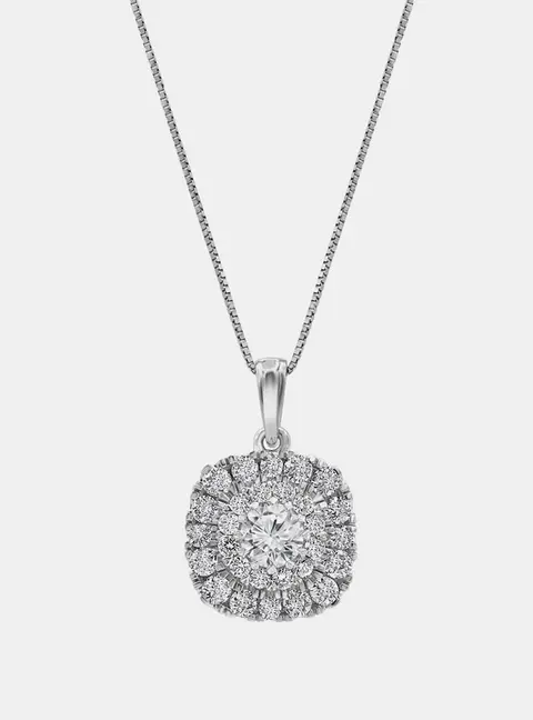 1ct 14k White Gold Lab Grown Diamond Halo Pendant