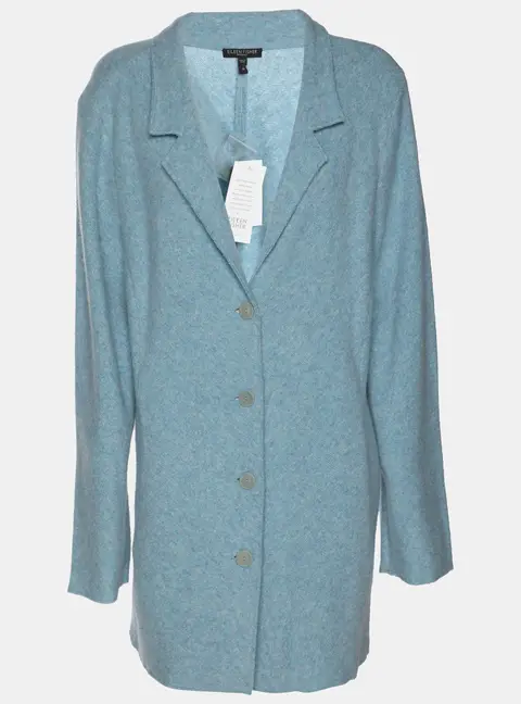 Eileen Fisher Blue Wool Button Front Blazer XXL