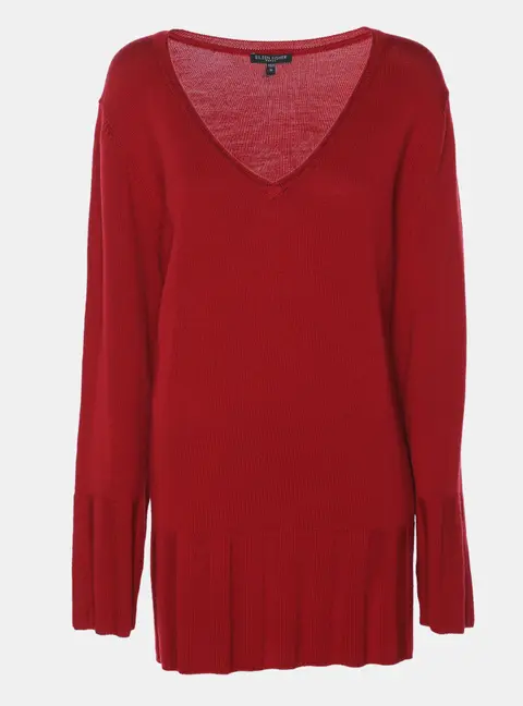 Eileen Fisher Red Merino Wool Knit Full Sleeve Sweater XXL