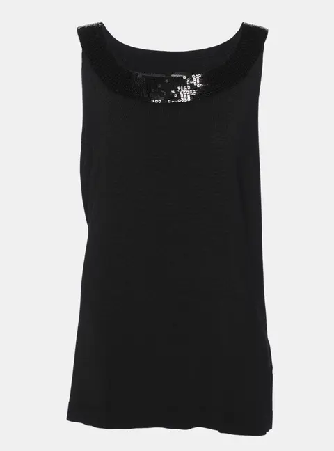 Elena Miro Black Jersey Paillettes Top XL