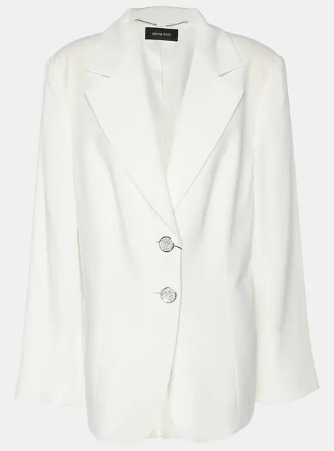 Elena Miro White Satin Single Breasted Blazer L