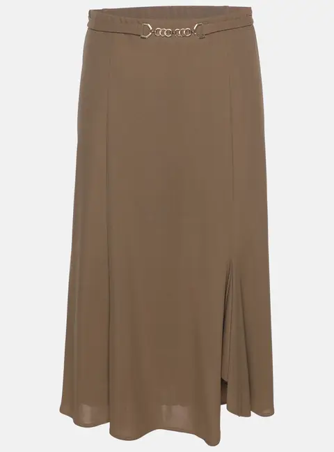 Elena Miro Khaki Jersey Belted Midi Skirt XL