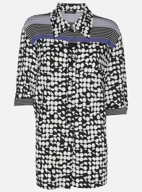 Elena Miro Black/White Printed Jersey Top L