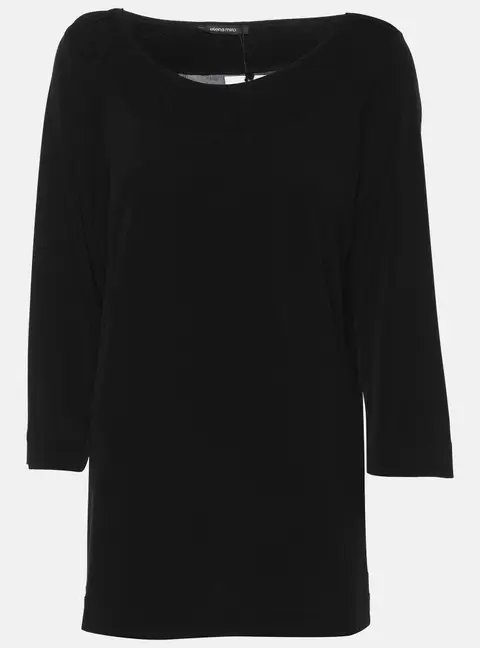 Elena Miro Black Jersey Ruched Neck Blouse L