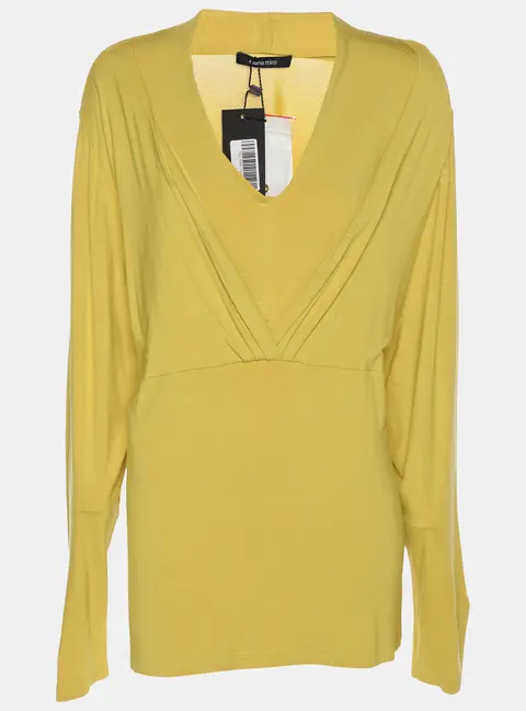Elena Miro Yellow Jersey V Neck Top