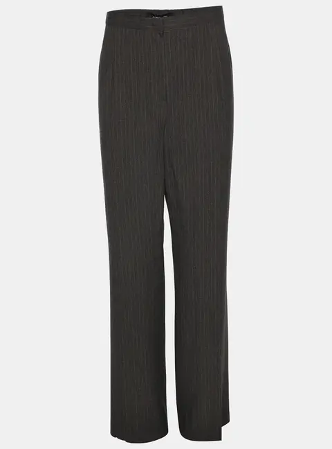 Elena Miro Grey Striped Polyester Blend Fabric Trousers XXL