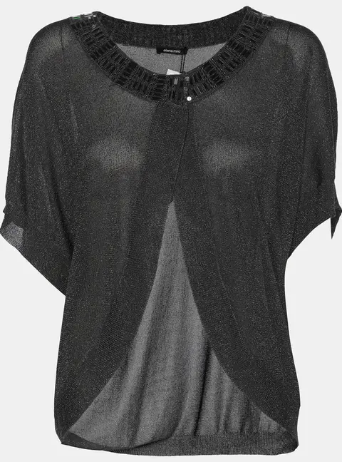 Elena Miro Grey Shimmered Lurex Knit Shrug Top XL