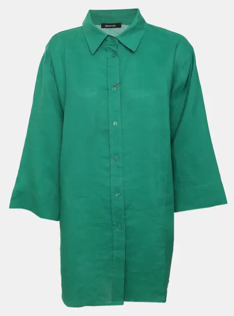 Elena Miro Green Ramie 3/4 Sleeve Shirt XXL