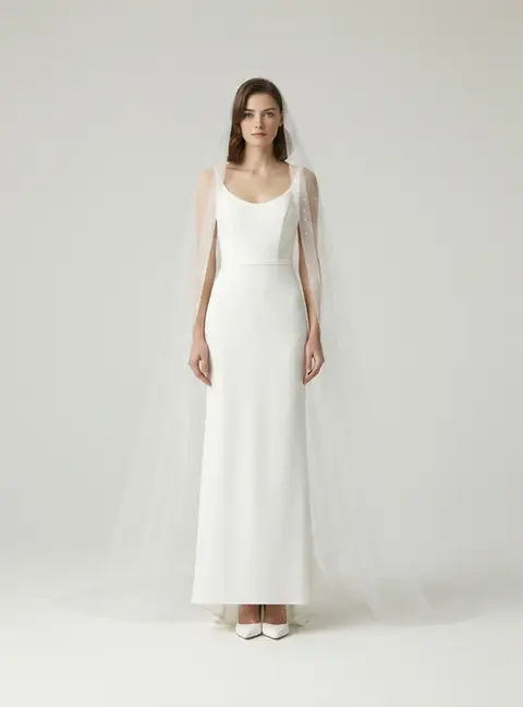 Elie Saab White Embellished Tulle Wedding Veil One Size