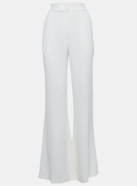 Elie Saab White Crepe High-Rise Flared Trousers M