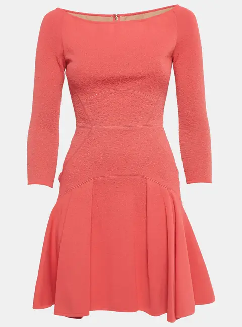 Elie Saab Pink Textured Lurex Knit Mini Dress S