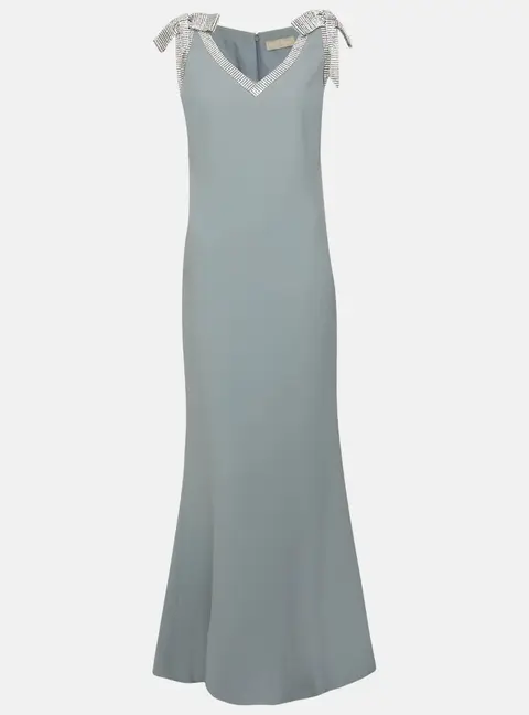 Elie Saab Light Blue Stretch Crepe Maxi Dress L