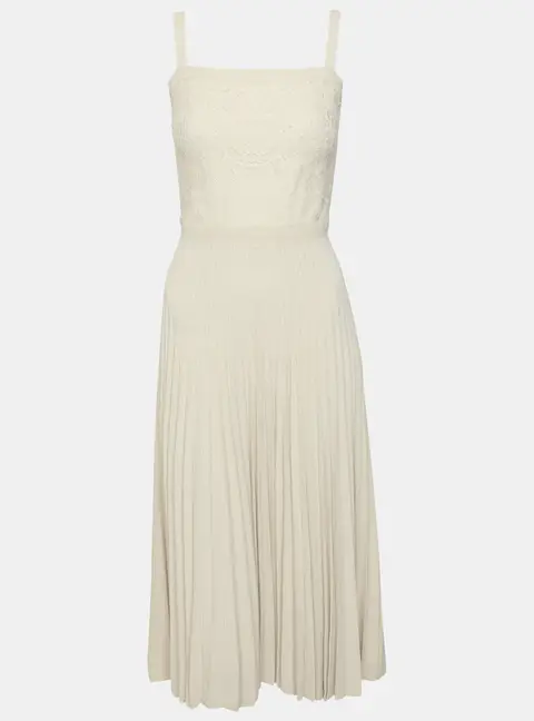 Elie Saab Light Beige Jersey and Lace Bustier Midi Dress S