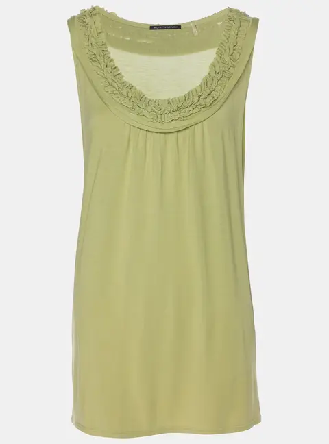Elie Tahari Green Stretch Knit Ruffle Camisole Top XL