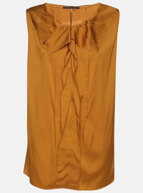 Elie Tahari Yellow Pepper Stretch Silk Andrea Blouse XL