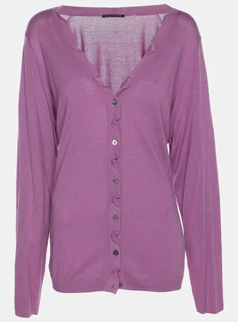 Elie Tahari Purple Stretch Silk Sammy Sweater XXL