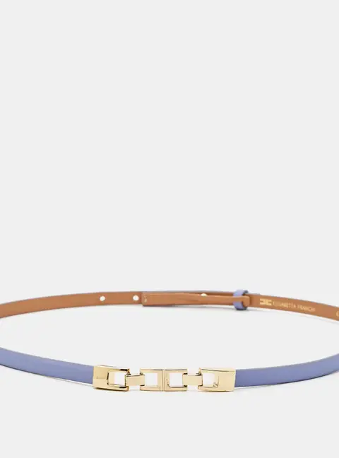 Elisabetta Franchi Purple Faux Leather Slim Belt 42