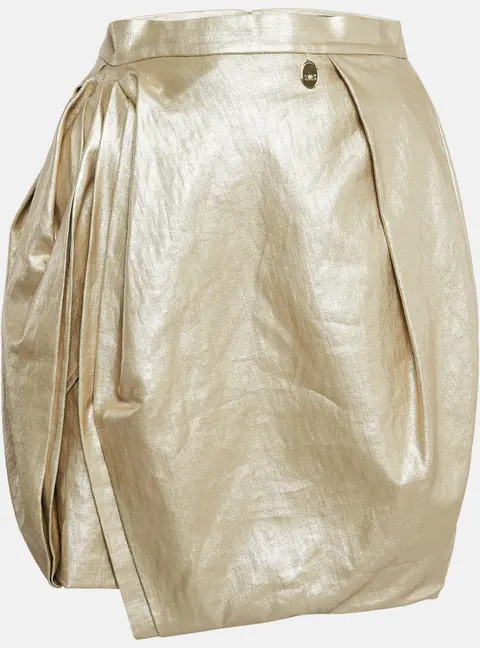 Elisabetta Franchi Gold Linen Draped Mini Skirt L