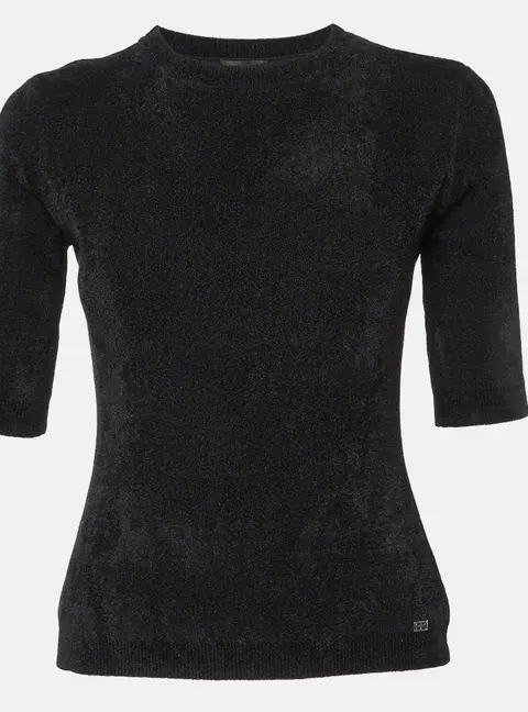 Elisabetta Franchi Black Knit Round Neck Sweater M