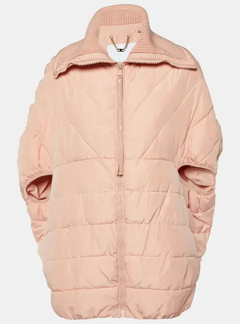Elisabetta Franchi Peach/Orange Zip-Up Puffer Jacket S