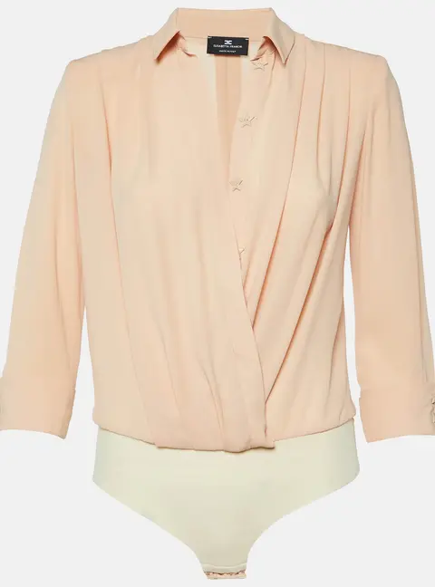 Elisabetta Franchi Peach Orange Georgette Bodysuit S