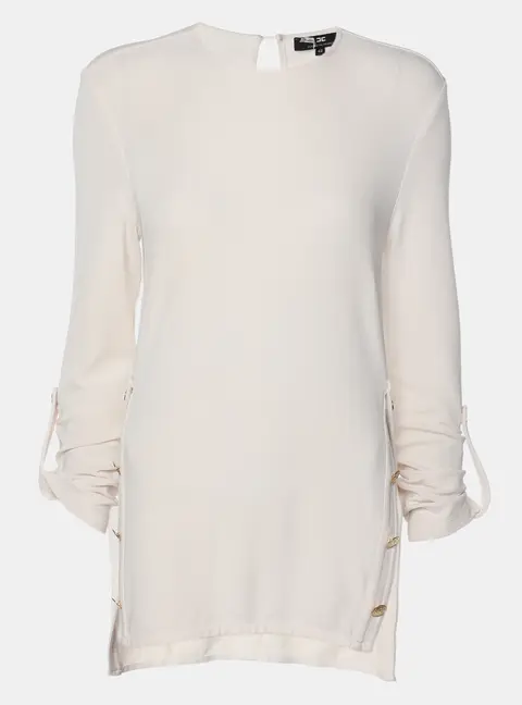 Elisabetta Franchi Cream Knit Fabric Long Sleeve Blouse XL