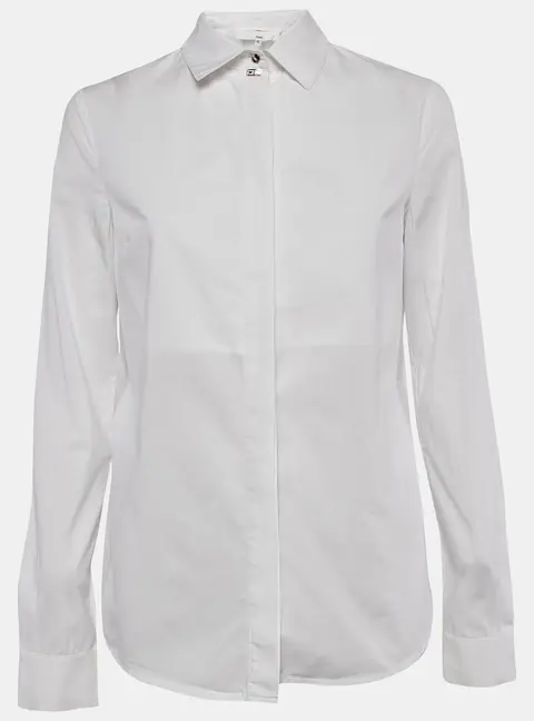 Elisabetta Franchi White Cotton Long Sleeve Shirt M