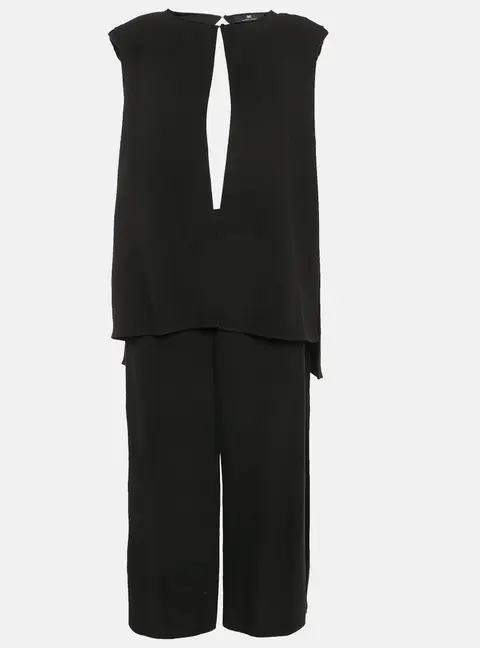 Elisabetta Franchi Black Crepe Sleeveless Jumpsuit M