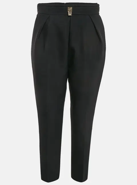 Elisabetta Franchi Black Gabardine Lock Detail Trousers L