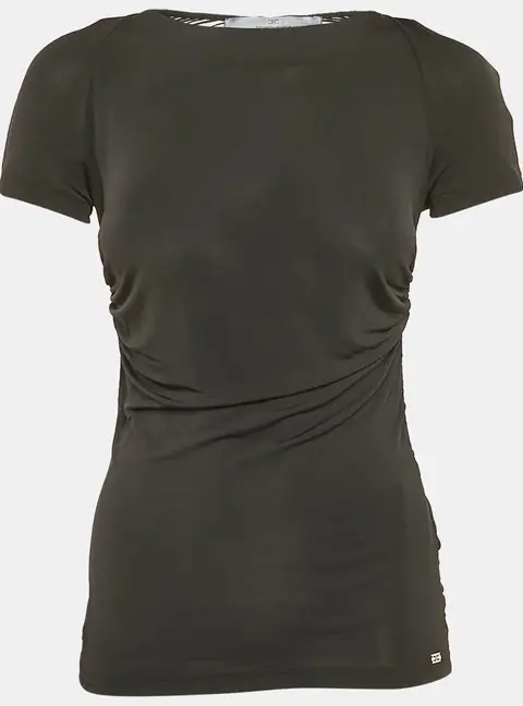 Elisabetta Franchi Black Jersey Ruched Top S