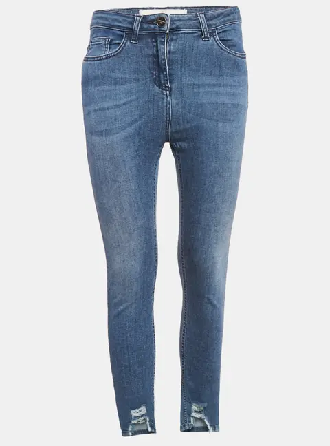Elisabetta Franchi Blue Ripped Hem Denim Skinny Jeans S Waist 27"