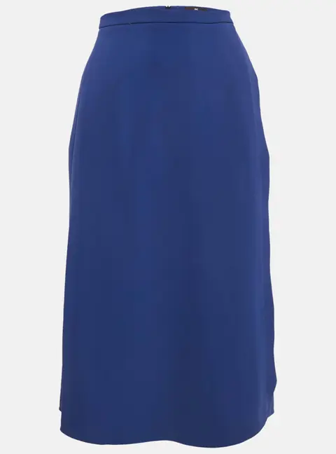 Elisabetta Franchi Blue Crepe Faux Wrap Midi Skirt M