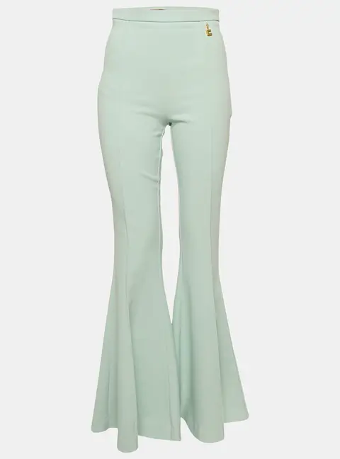 Elisabetta Franchi Mint Green Crepe Flared Leg Trousers M
