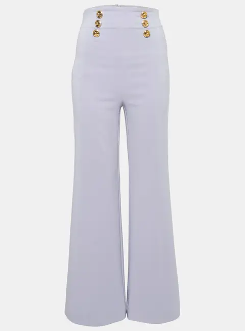Elisabetta Franchi Lavender Crepe Button Detail Flared Trousers S