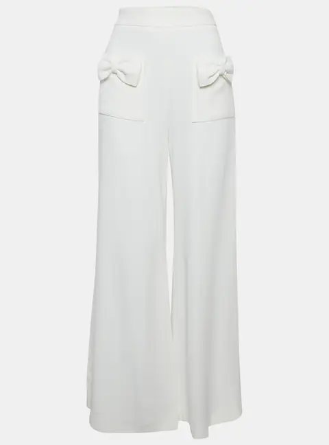 Elisabetta Franchi Crepe Bow Detail Flared Trousers S
