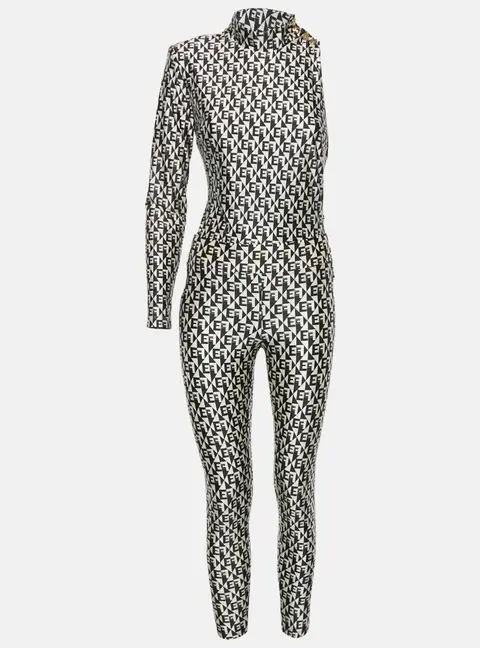 Elisabetta Franchi Monogram Print Jersey Bodysuit and Leggings Set M/L