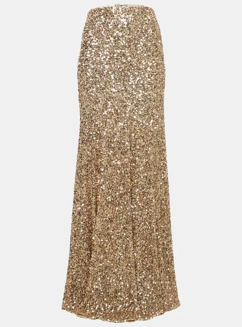 Elisabetta Franchi Gold Flared Maxi Red Carpet Skirt M